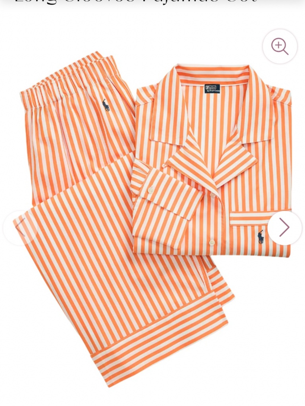 Polo by Ralph Lauren Tangerine Shirting Stripes Long Sleeves Pajamas Set